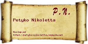 Petyko Nikoletta névjegykártya