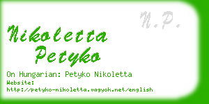 nikoletta petyko business card